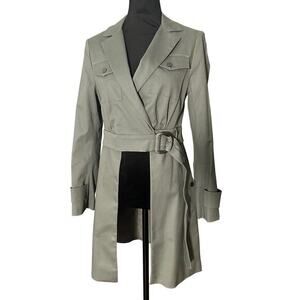 BCBGMAXAZRIA Sz XS Convertible Open Panel Belted Trench Coat NWOT Jacket Stretch